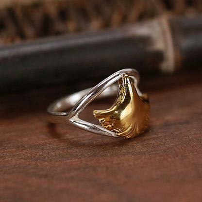 Vintage Men's Golden Eagle Head Ring