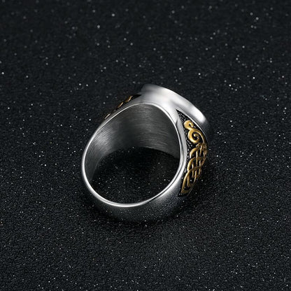 Titanium Steel Vacuum Plated St. George's Dragon Knight Men's Ring