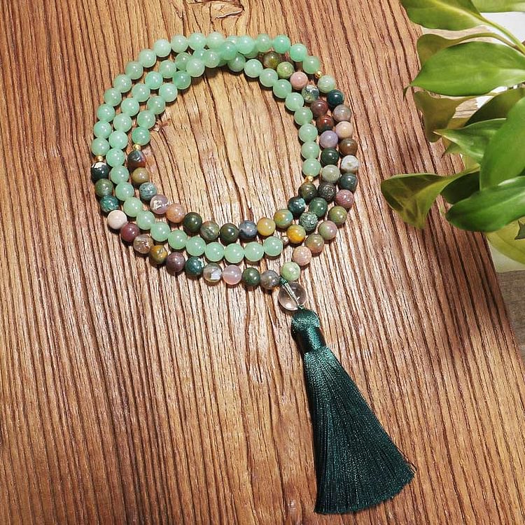 Green Aventurine Indian Agate Necklace Bracelet