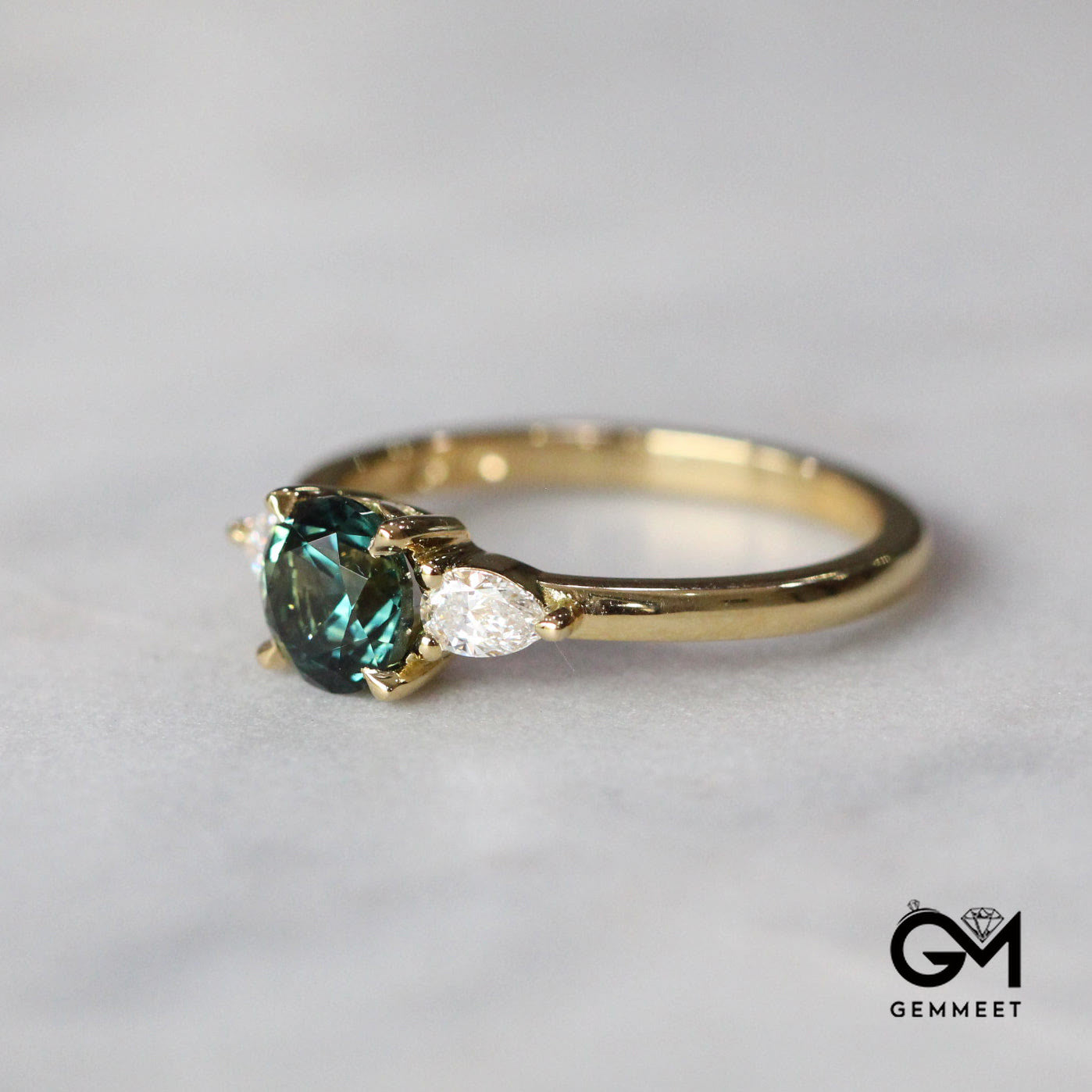 Emerald Zircon Engagement Ring