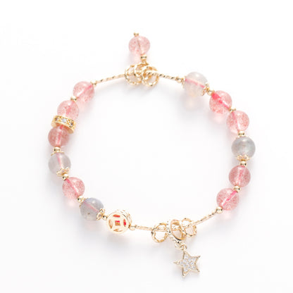 Strawberry Crystal Moonstone Star Bracelet