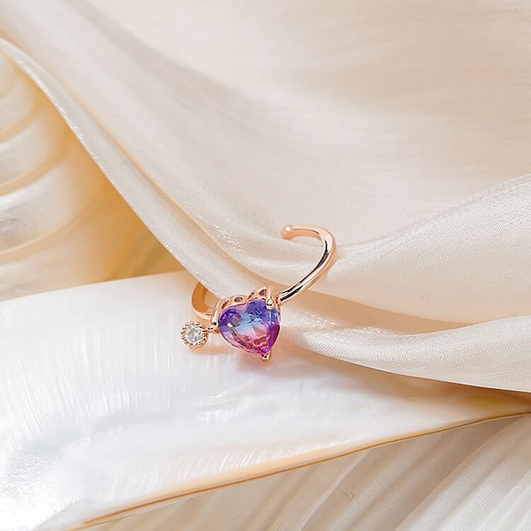 Gradient Crystal Love Heart Versatile Ring