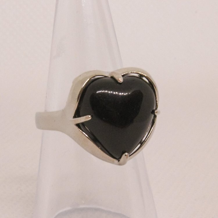 Natural Stone Crystal Heart Ring