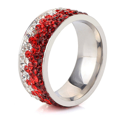 Gradual Change Color Zircon Titanium Steel Ring