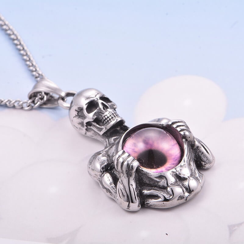 Simple Stainless Steel Eye Skull Necklace