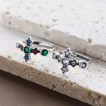 Colorful Zircon Cross Flower Ring