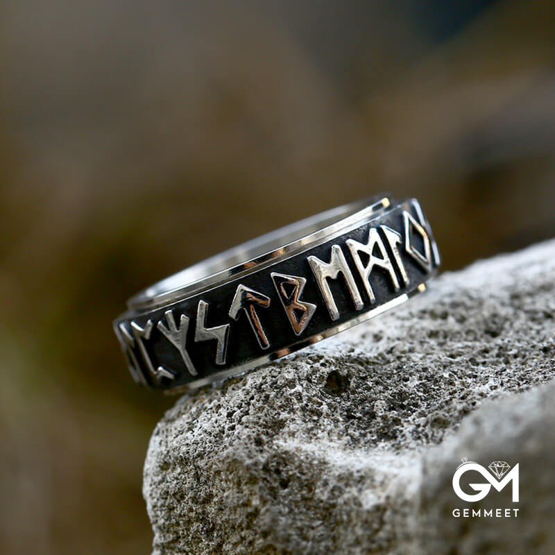 Nordic Letter Stainless Steel Rotating Ring