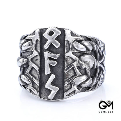 Vintage Personality Viking XFS Lettered Titanium Steel Ring