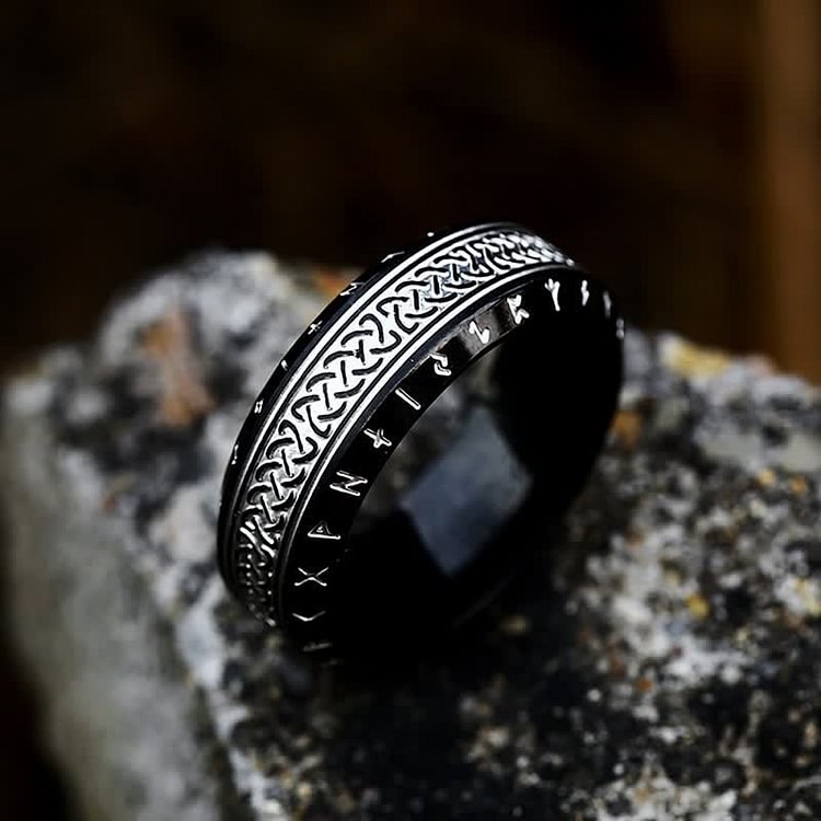 "War God" - Rune Norse Engraved Words Viking Ring