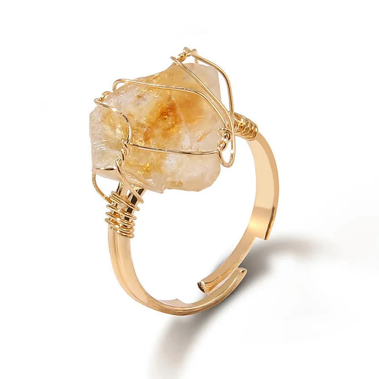 Natural Irregular Rough Wire Wrap Gemstone Ring