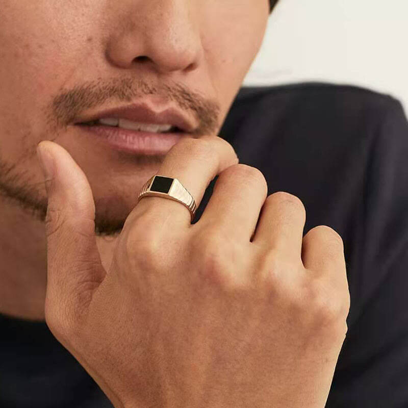 "Black Label" Black Signet Ring