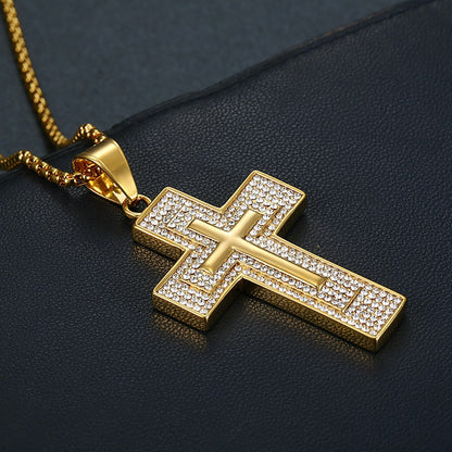 Hip Hop Jewelry Gold Plated Zirconia Cross Pendant