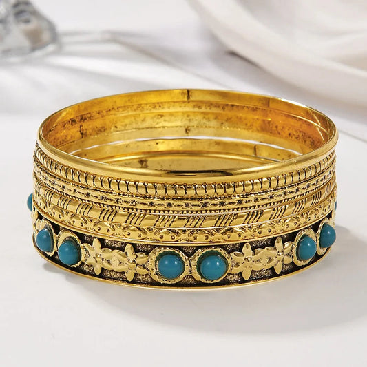 Bohemian Ethnic Exaggerated Metal Turquoise Bracelet