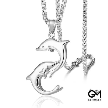 Stainless Steel Smooth Dolphin Necklace