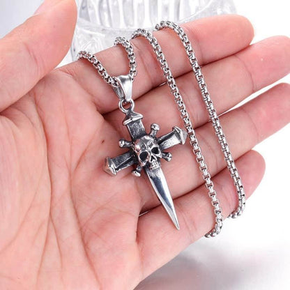 Men's Skull Cross Biker Necklace