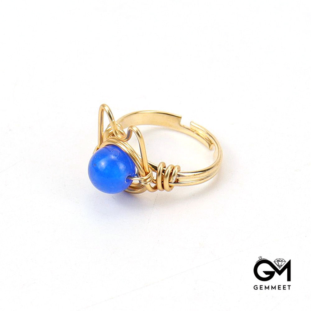 Golden Winding Agate Cat Adjustable Ring