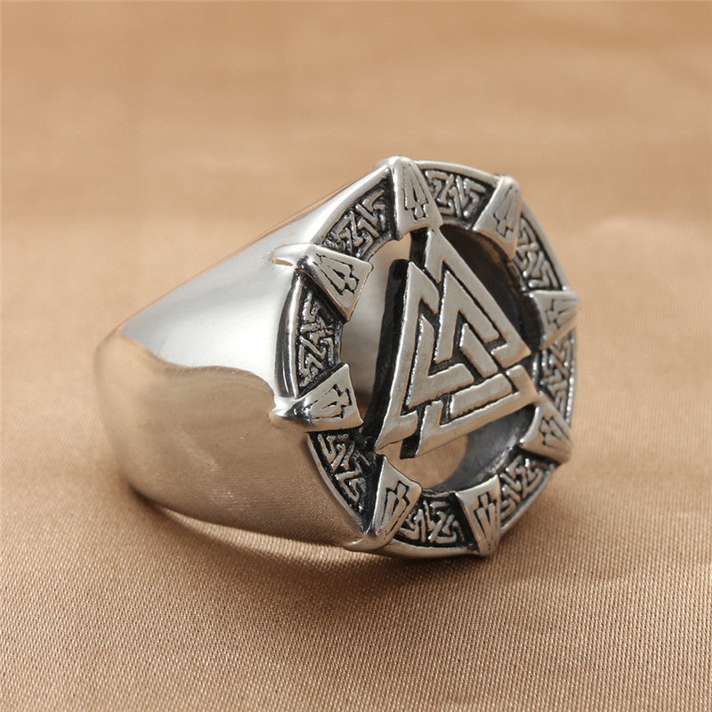 Titanium Steel Viking Triangle Retro Trendy Men's Ring