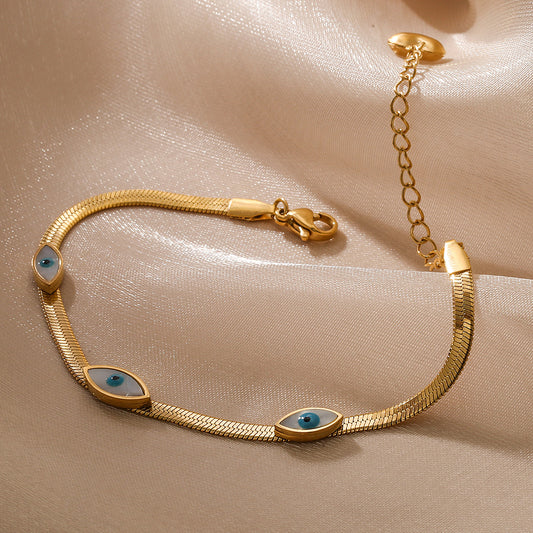 Evil Eye Snake Link Bracelet