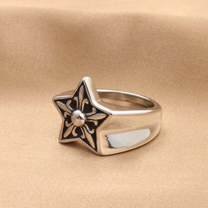 Five Star Flower Retro Trendy Men's Ring