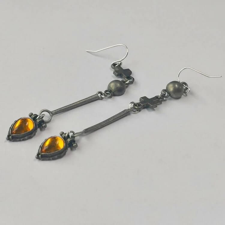 Tribe Water Drop Amber Stone Earrings