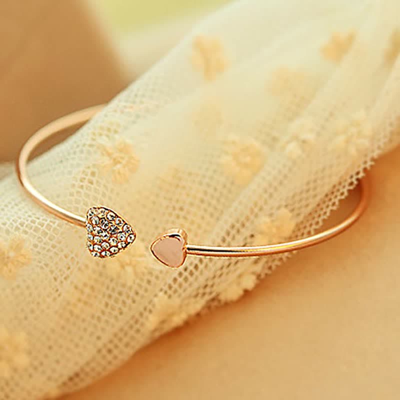 Women's Love Double Peach Heart Open Bracelet