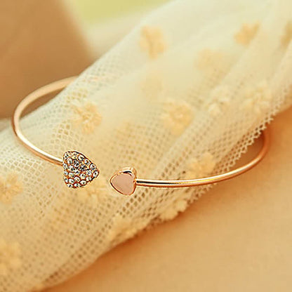 Women's Love Double Peach Heart Open Bracelet