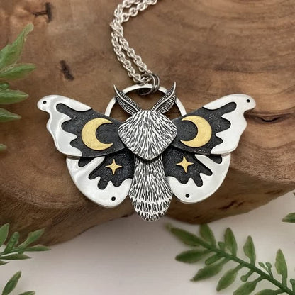 Vintage Silver Moth Necklace