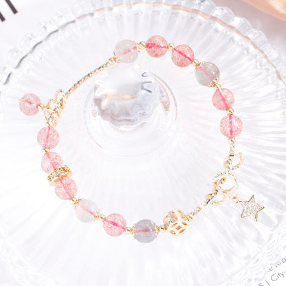 Strawberry Crystal Moonstone Star Bracelet