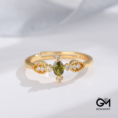 Vintage Peridot Topa Zircon Open Ring