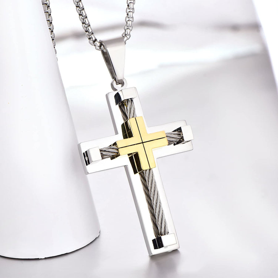 Jesus Christ Cross Pendant Stainless Steel Necklace