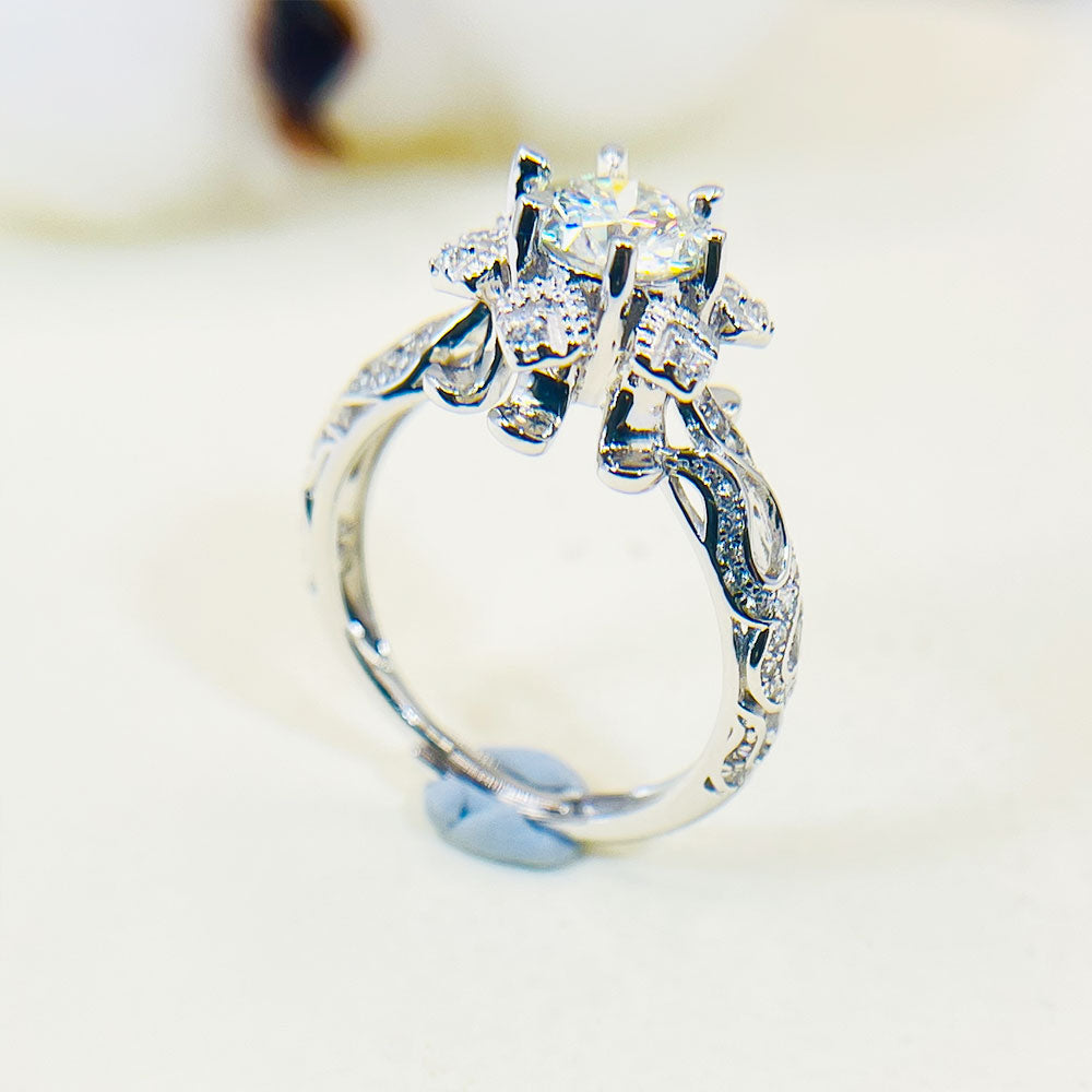 Flash Flower Adjustable Moissanite Ring