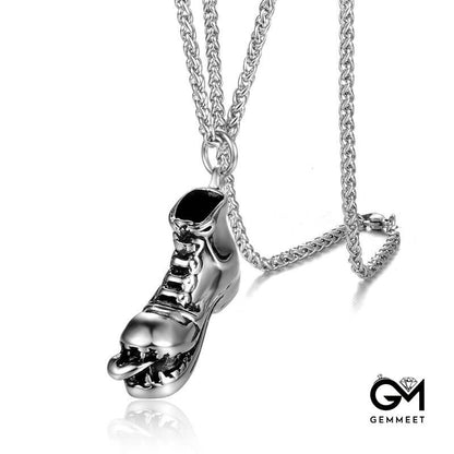 Titanium Steel Big Head Leather Shoes Men's Necklace