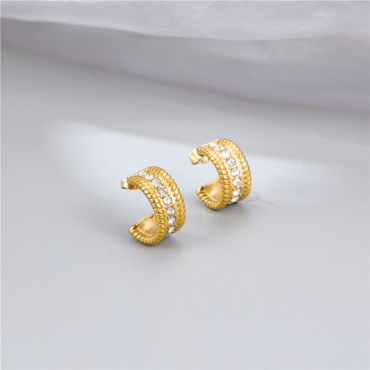 Zircon Twist Stainless Steel Geometric Earrings