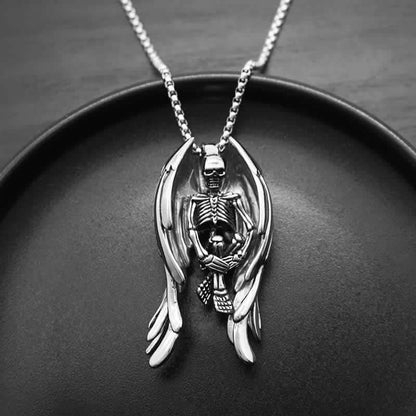 Gothic Skeleton Angel of Death Necklace