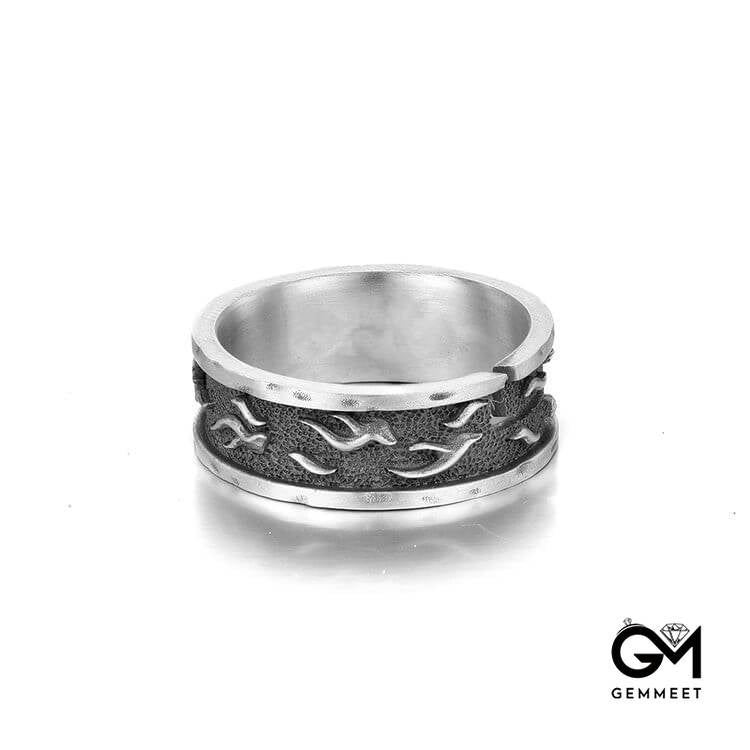 Fashion Men's Sun Flower Sterling Silver Vintage Rings