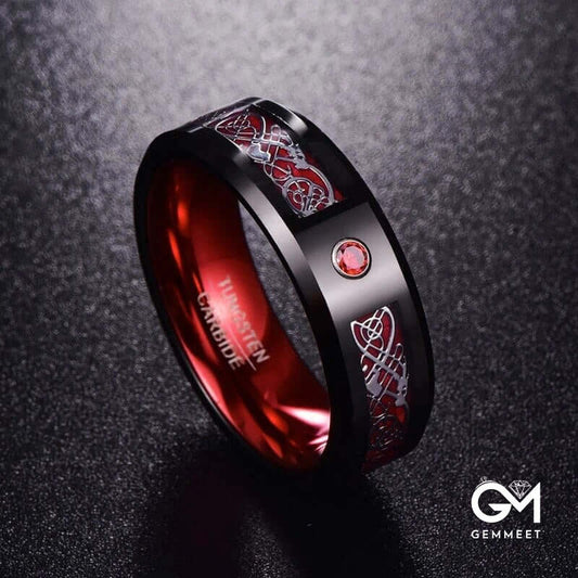 Dragon Pattern Metallic Red Ring