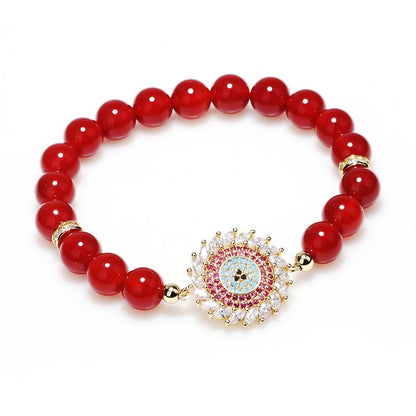 Red Agate Hand Beaded Bracelet