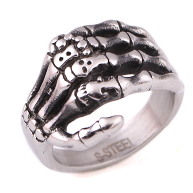 Halloween Titanium Steel Skull Ghost Hand Retro Men's Ring