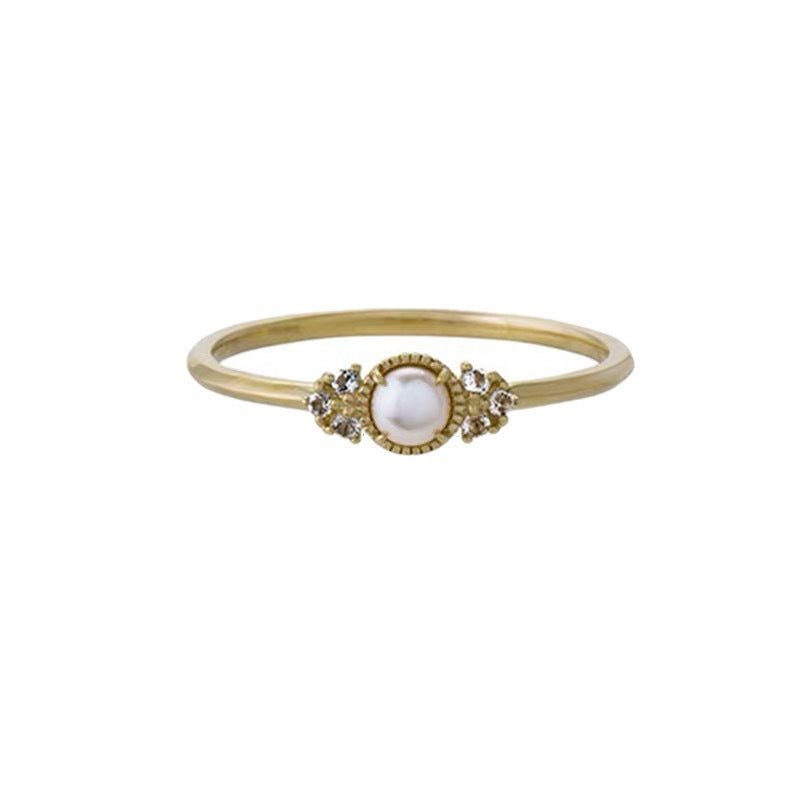 Simple Petal Pearl Ring