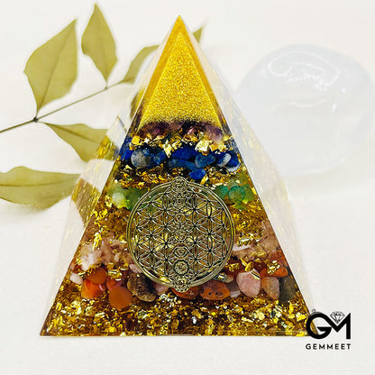 8CM Chakra Flower of Life Orgone Pyramid