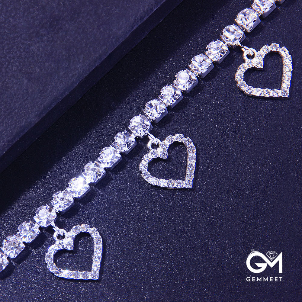 Personality Flash Zircon Hollow Heart Anklet