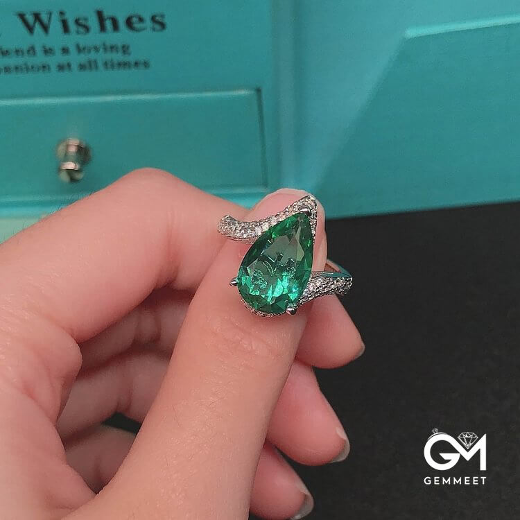 Paraiba Tourmaline Large Carat Water Drop Open Ring