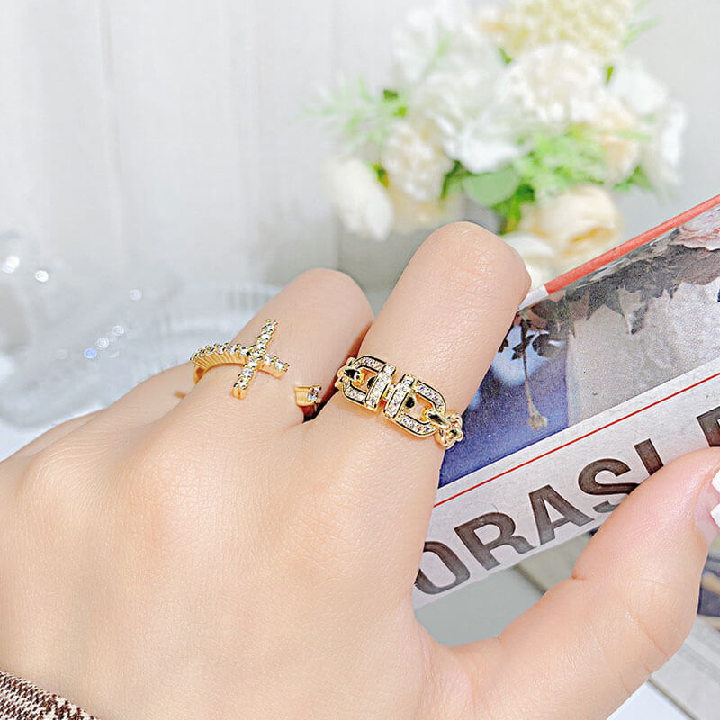 Fashion Creative Personality Design Double D All-match Hollow Open Ring