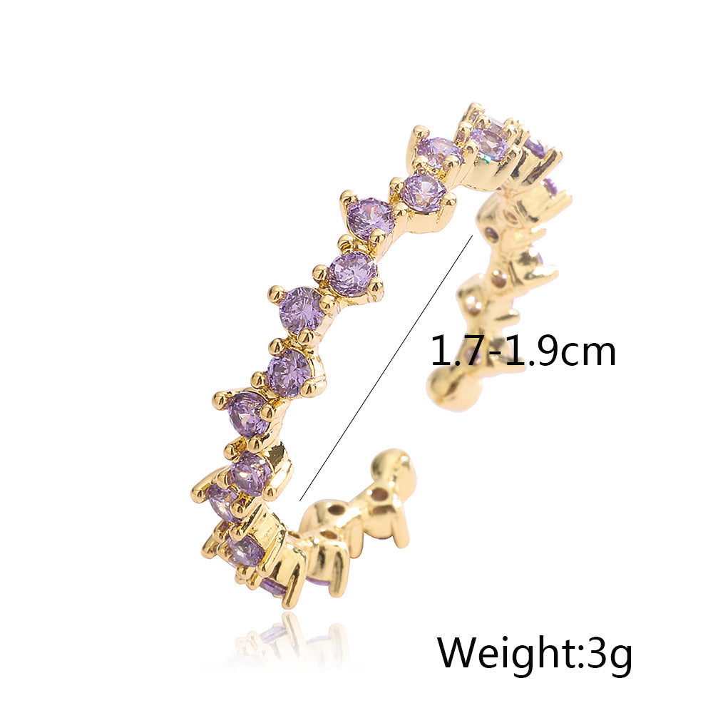 Color Stones Irregular Thin Band Ring