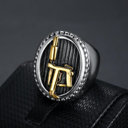 Personality Vintage Tattoo Machine Logo Ring