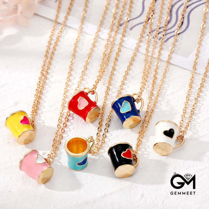 Creative Cute Colorful Heart Cup Necklace