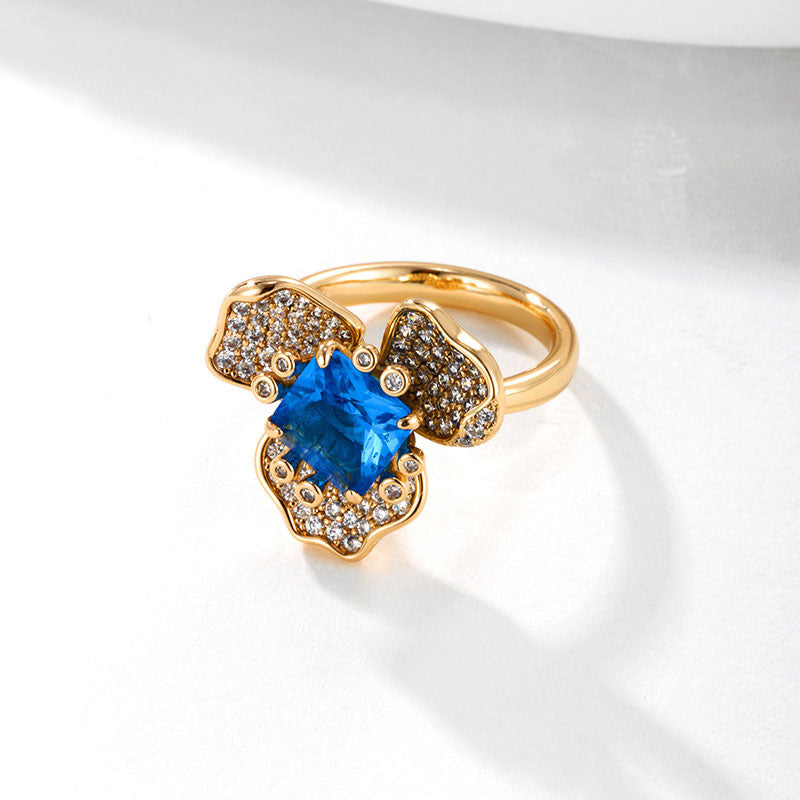 Retro Stamen Inlaid Zircon Open Ring Wholesale for Women