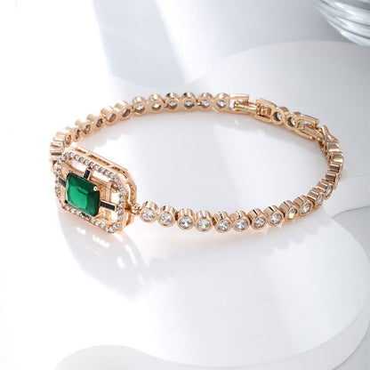 Light Luxury Fashion Cultured Emerald Square Zircon Bracelet