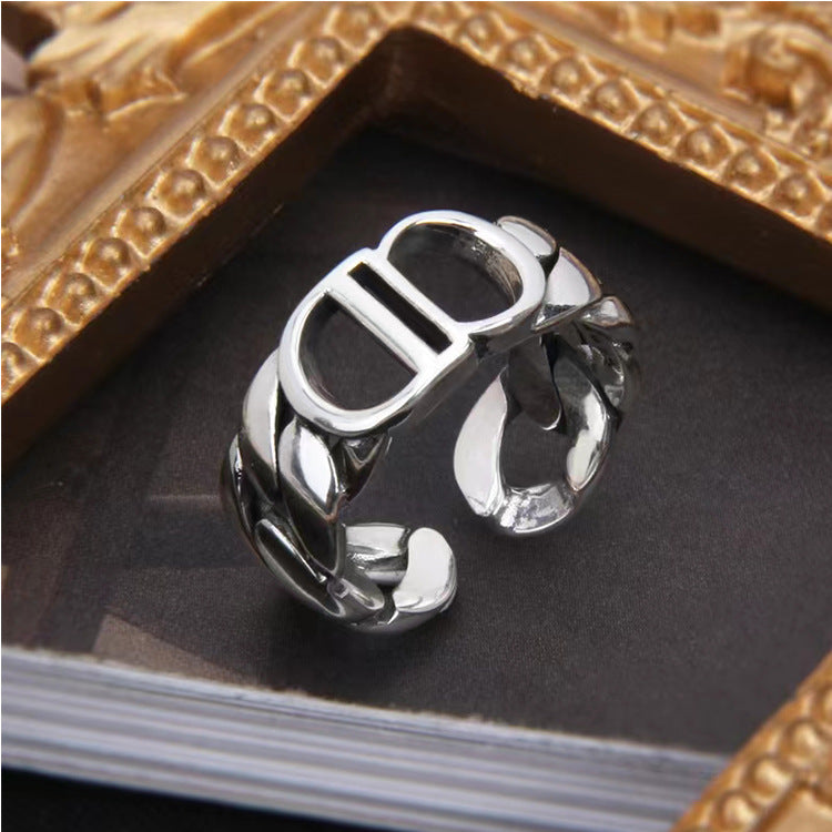 Simple Hip Hop Punk CD Letter Ring