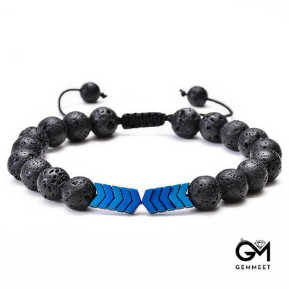 Lava Stone Colorful Magnetite Mens Bracelet